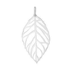 Pendentif en argent rhodié, feuille
