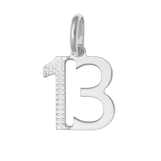 Pendentif en argent rhodié, nombre 13