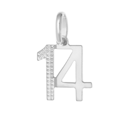 Pendentif en argent rhodié, nombre 14