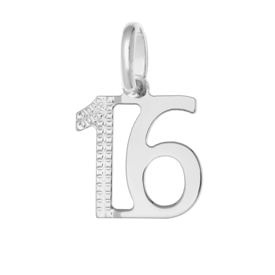 Pendentif en argent rhodié, nombre 16
