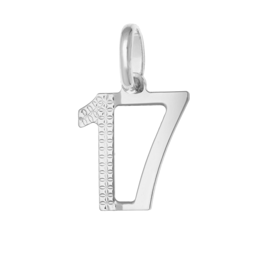 Pendentif en argent rhodié, nombre 17