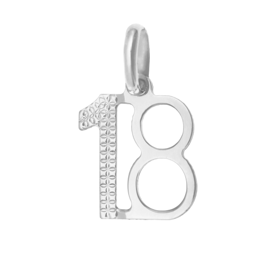 Pendentif en argent rhodié, nombre 18