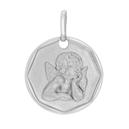 Médaille ange en argent rhodié