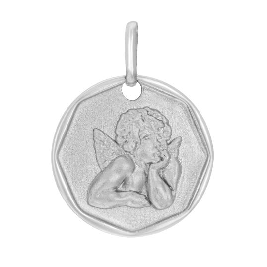 Médaille ange en argent rhodié