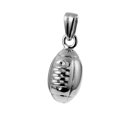 Pendentif ballon de rugby en argent rhodié