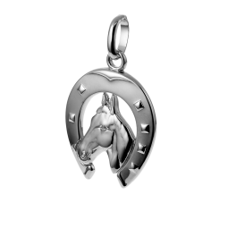 Pendentif fer et tête de cheval en argent rhodié
