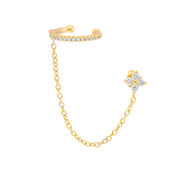 Mono boucle d'oreille en plaqué or et oxydes de zirconium