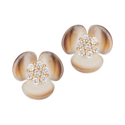Boucles d'oreilles en plaqué or, nacre et oxydes de zirconium