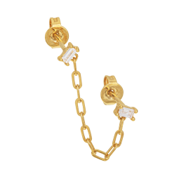 Mono boucle d'oreille en plaqué or et oxydes de zirconium