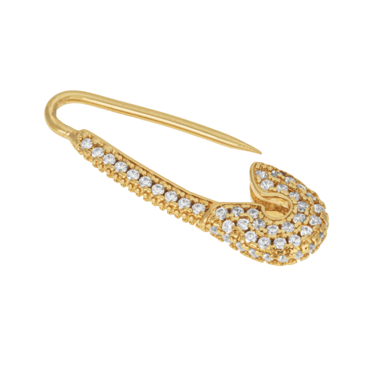 Mono boucle d'oreille en plaqué or et oxydes de zirconium