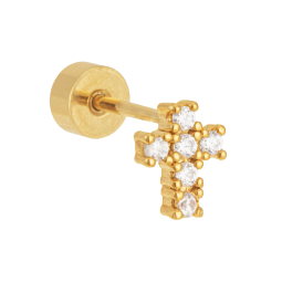 Piercing d'oreille en plaqué or et oxydes de zirconium