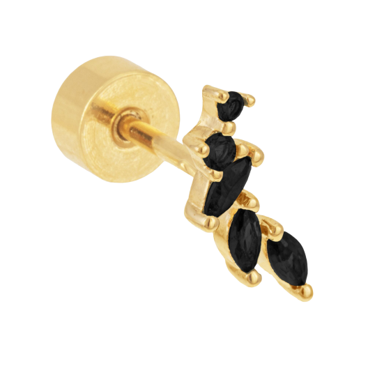 Piercing d'oreille en plaqué or et oxydes de zirconium