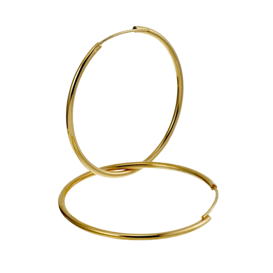 Créoles en plaqué or, fil 15/10 et diamètre 40 mm