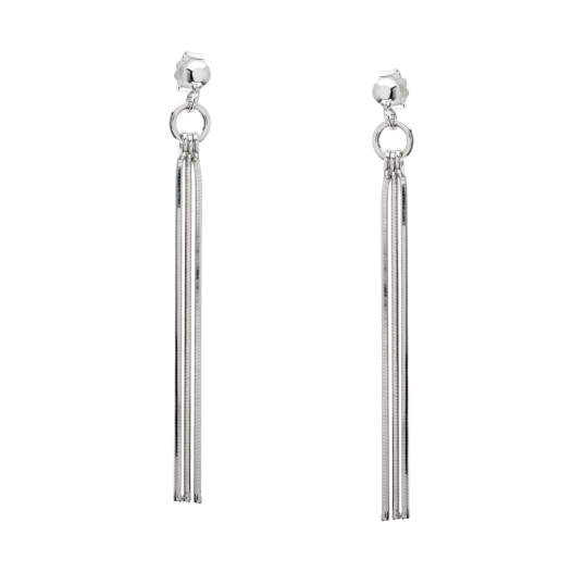 Boucles en argent rhodié, chaines maille serpent