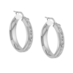 Créoles en argent rhodié et laque pailletée
