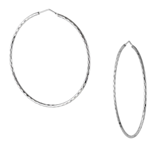 Créoles en argent rhodié, 60mm