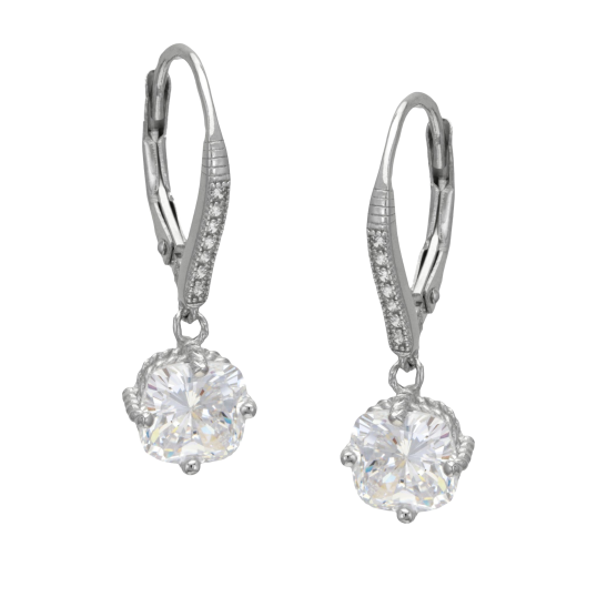 Boucles d'oreilles en argent rhodié et oxydes de zirconium