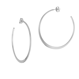 Demi créoles argent rhodié fil plat