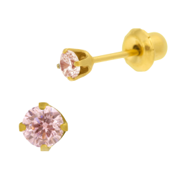 Boucles d'oreilles de perçage en acier doré oxyde de zirconium rose  3 mm