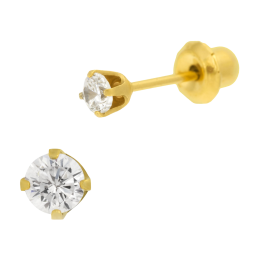 Boucles d'oreilles de perçage en acier doré oxyde blanc de zirconium 3 mm