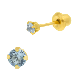 Boucles d'oreilles de perçage en acier doré oxyde de zirconium bleu 3 mm