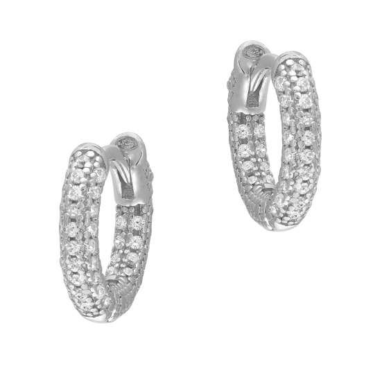 Créoles en argent rhodié et oxydes de zirconium
