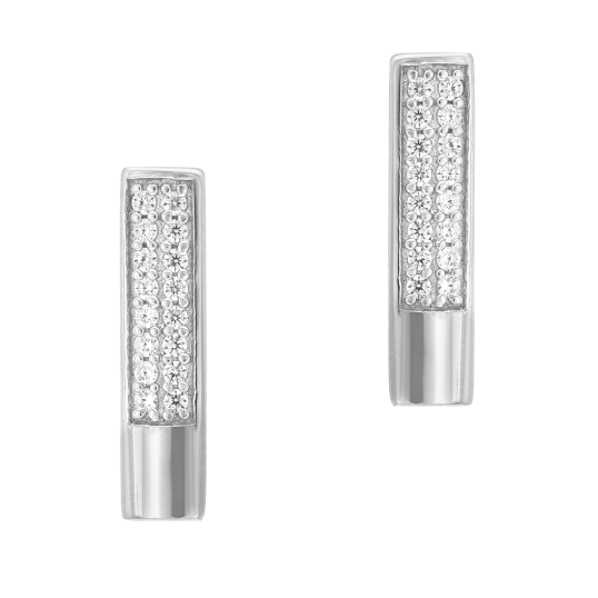 Boucles d'oreilles en argent rhodié et oxydes de zirconium