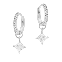 Boucles d'oreilles en argent rhodié et oxydes de zirconium