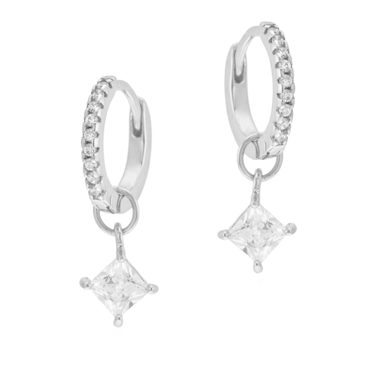 Boucles d'oreilles en argent rhodié et oxydes de zirconium Boucles d'oreilles en argent rhodié et oxydes de zirconium