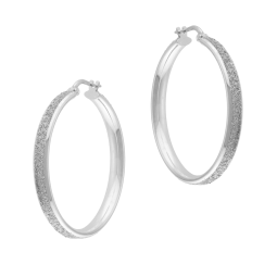 Créoles en argent rhodié et laque pailletée