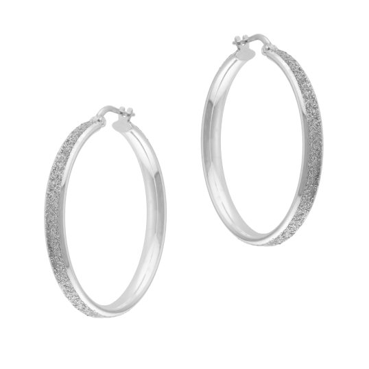 Créoles en argent rhodié et laque pailletée