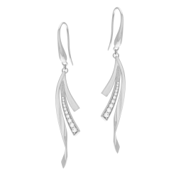 Boucles d'oreilles en argent rhodié et oxydes de zirconium