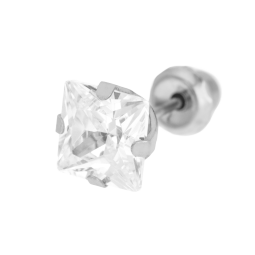 Demi boucle d'oreille de perçage en acier et oxyde de zirconium, 7mm
