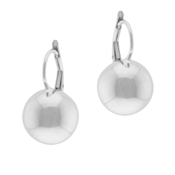 Boucles d'oreilles dormeuses en argent rhodié, boule