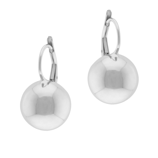 Boucles d'oreilles dormeuses en argent rhodié, boule Boucles d'oreilles dormeuses en argent rhodié, boule