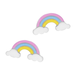 Boucles d'oreilles en argent rhodié et laque, arc en ciel