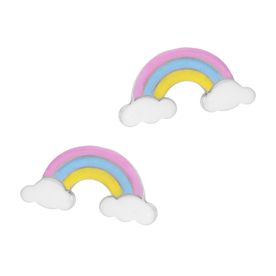 Boucles d'oreilles en argent rhodié et laque, arc en ciel