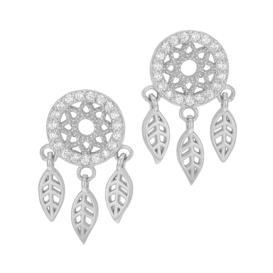 Boucles d'oreilles en argent rhodié et oxydes de zirconium, attrape rêve