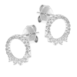 Boucles d'oreilles en argent rhodié et oxydes de zirconium, mini cercle