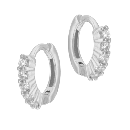 Créoles en argent rhodié et oxydes de zirconium Créoles en argent rhodié et oxydes de zirconium