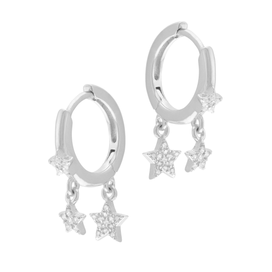 Boucles d'oreilles en argent rhodié et oxydes de zirconium
