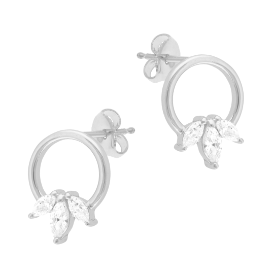Boucles d'oreilles en argent rhodié et oxydes de zirconium