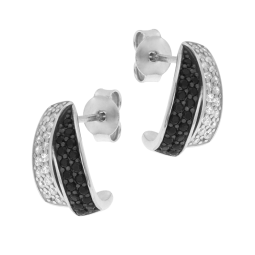 Boucles d'oreilles en argent rhodié et oxydes de zirconium