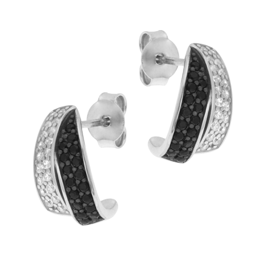 Boucles d'oreilles en argent rhodié et oxydes de zirconium