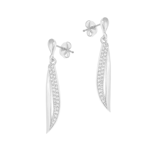 Boucles d'oreilles en argent rhodié et oxydes de zirconium