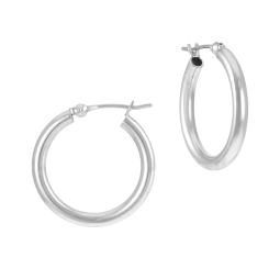 Créoles en argent rhodié fil 25/10