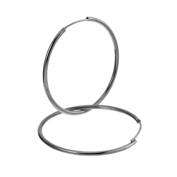 Créoles en argent rhodié fil 15/10 et diamètre 40 mm