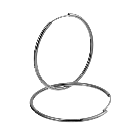 Créoles en argent rhodié fil 15/10 et diamètre 40 mm