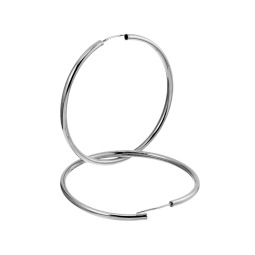 Créoles en argent rhodié fil 15/10 et diamètre 50 mm