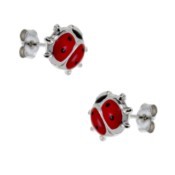 Boucles d'oreilles en argent rhodié, laque